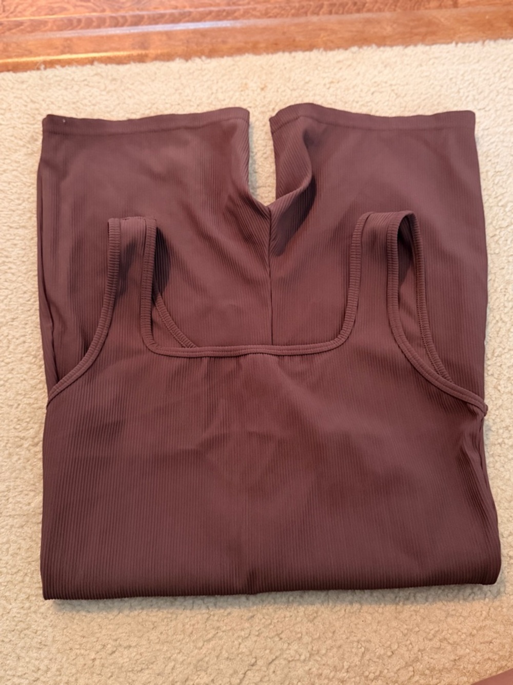Ribbed Square-Neck Tank Top in Chocolate